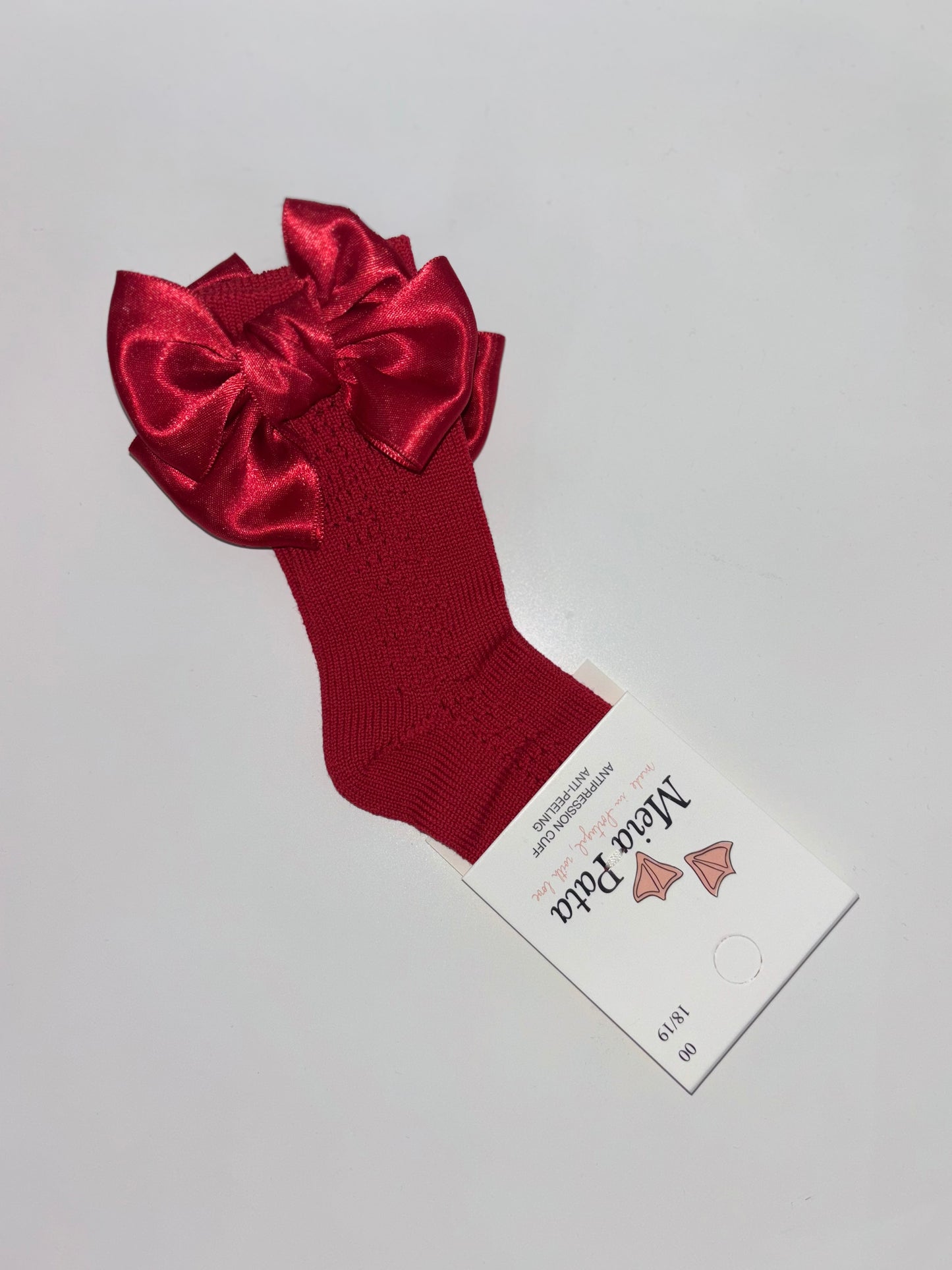 Meia Pata Red Pelerine Satin Bow Socks