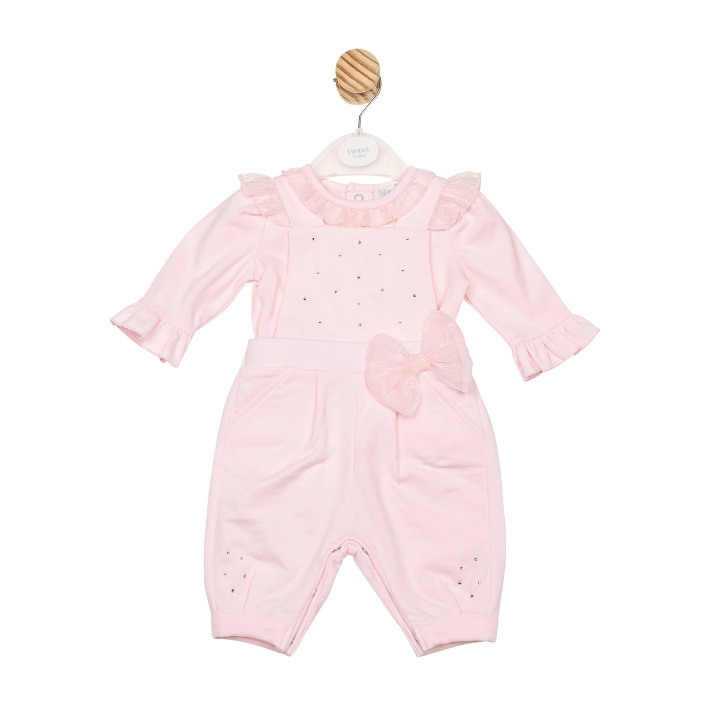 Mintini Pink Diamanté Dungarees Set