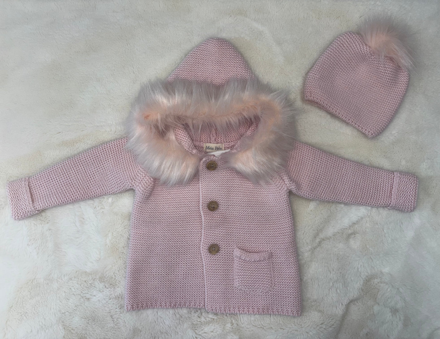 Meia Pata Pink Faux Fur Hood Coat