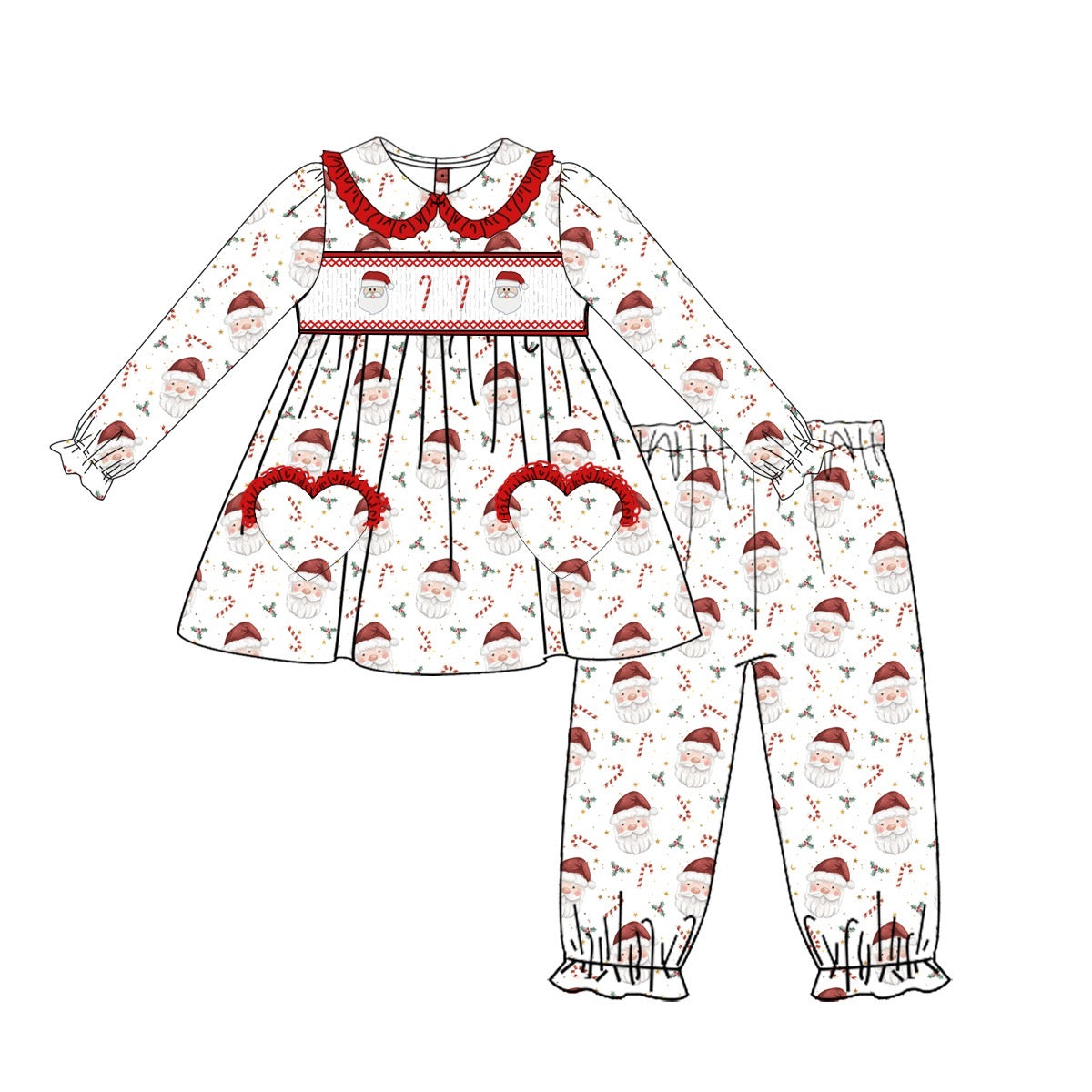 PREORDER Girls Santa Christmas Smocked Pyjamas (PRE ORDER DUE OCTOBER/NOVEMBER)