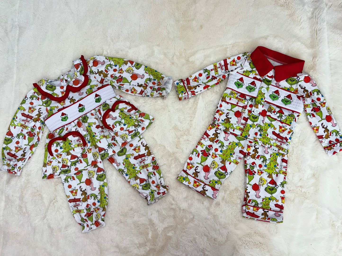 Boys Grinch Smocked Pyjamas