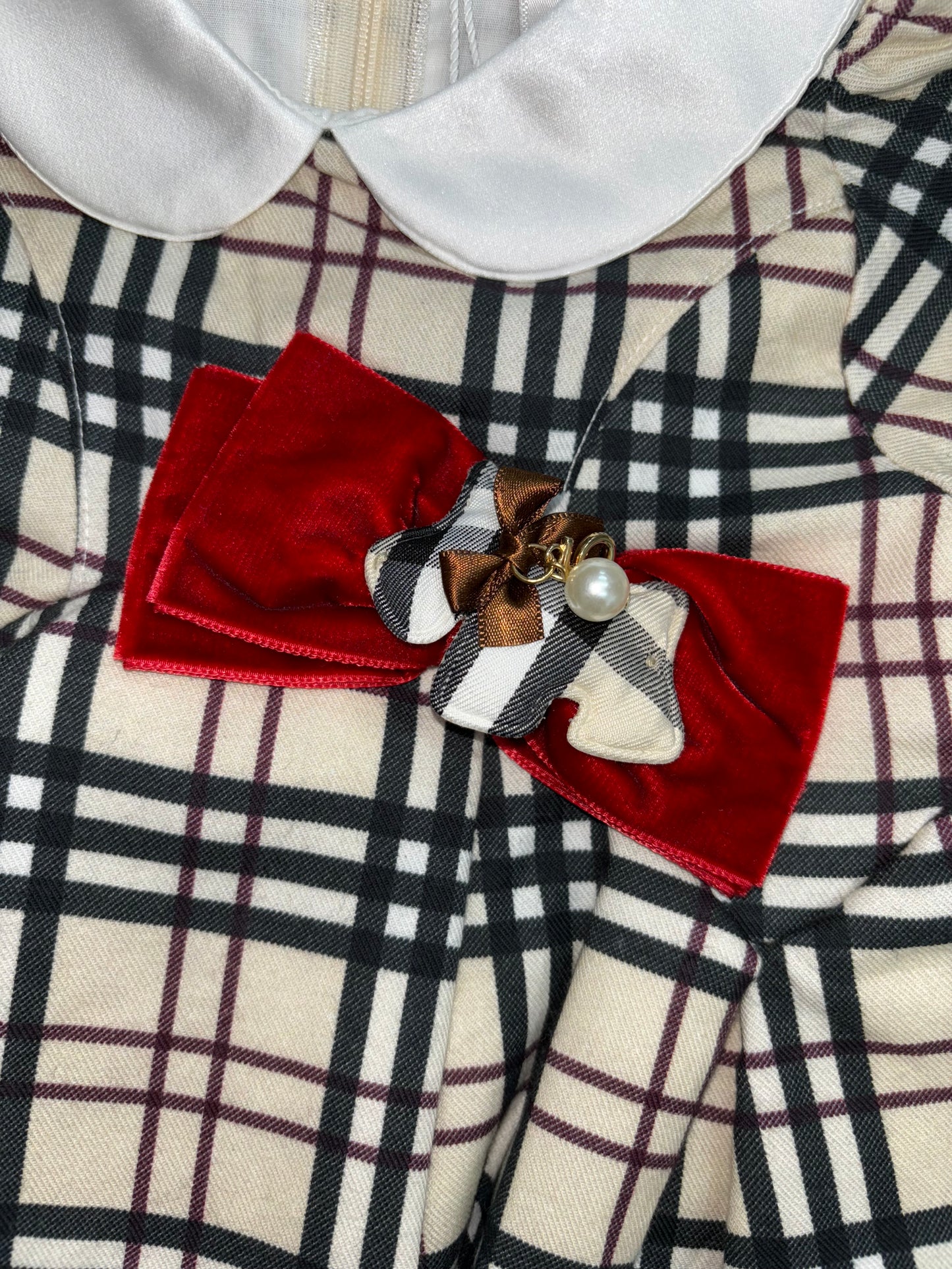 Deolinda Girls Doggie Collection Cream Tartan Dress DBI24424