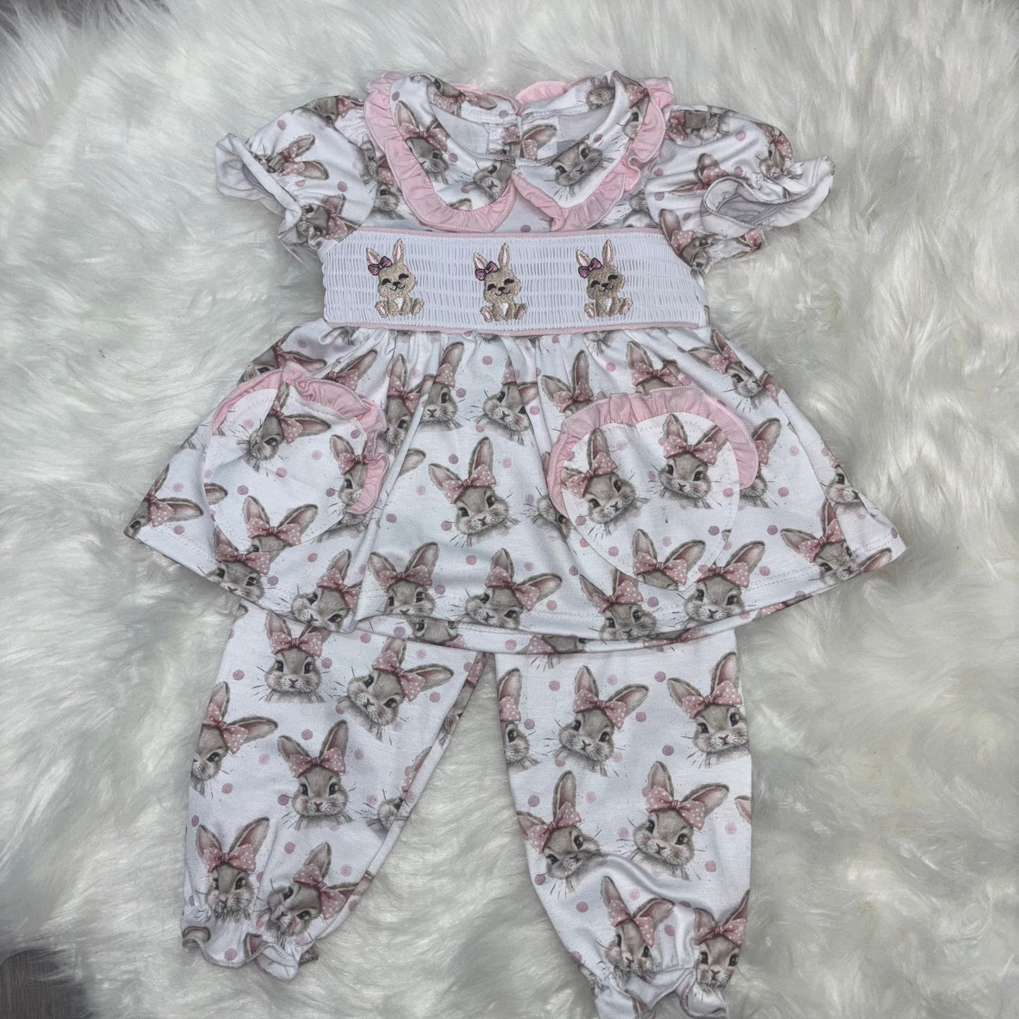 Bunny Bow Smocked Pyjamas