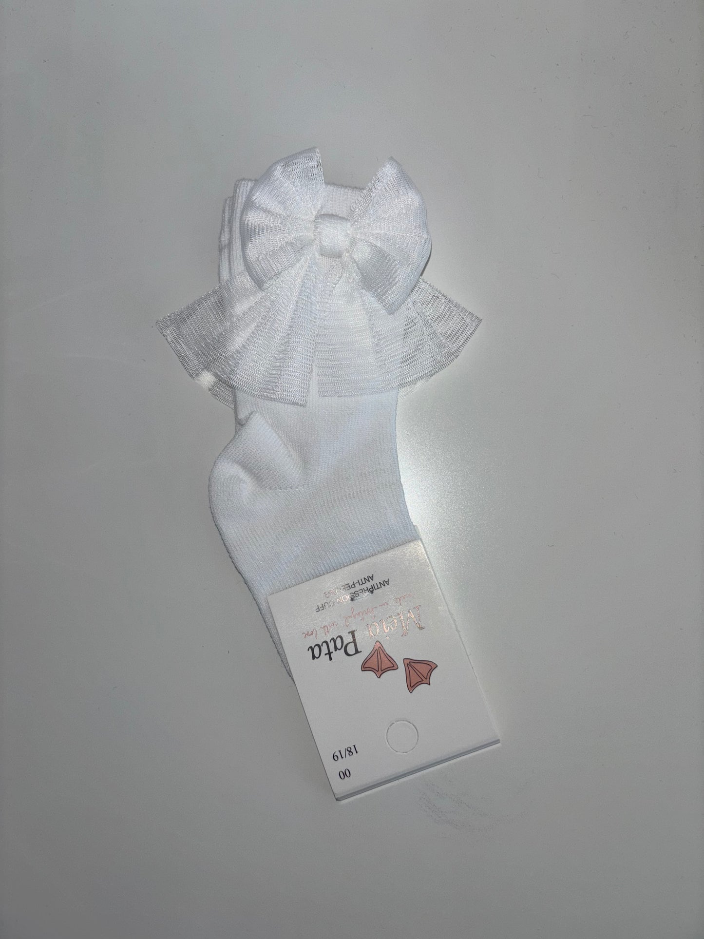 Meia Pata White Tulle Bow Knee Socks