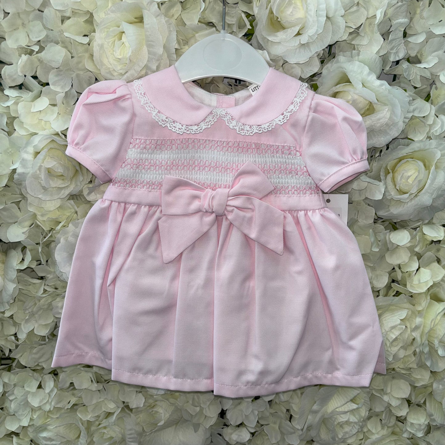 Little Nosh Pink Smocked Bow Dress