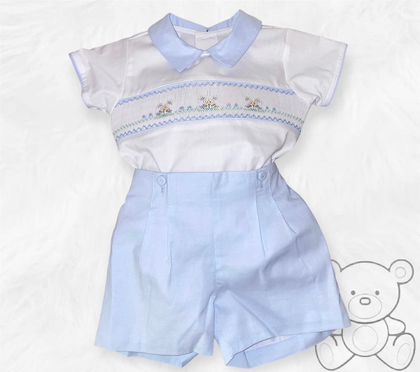 Pretty Originals Boys Smocked Bunny Buster Suit DL62227E