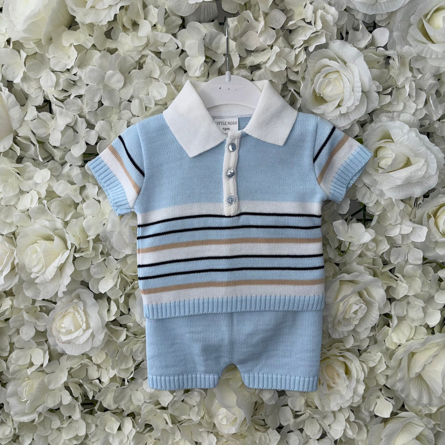 Little Nosh Blue Stripe Knitted 2 Piece Set