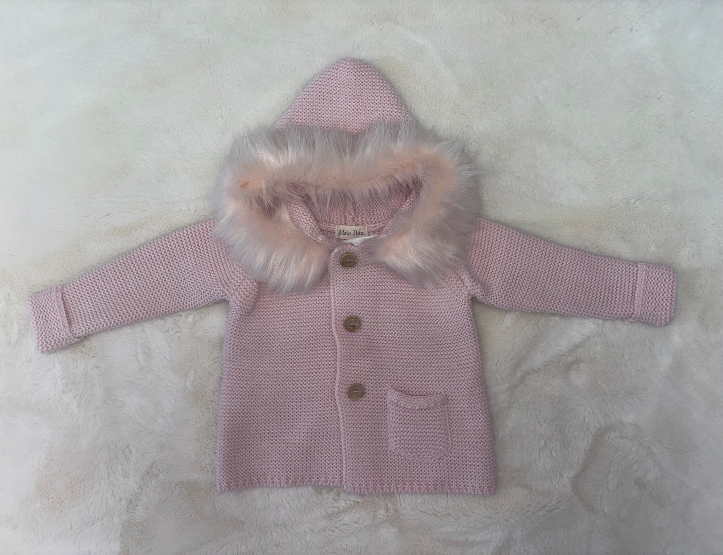 Meia Pata Pink Faux Fur Hood Coat