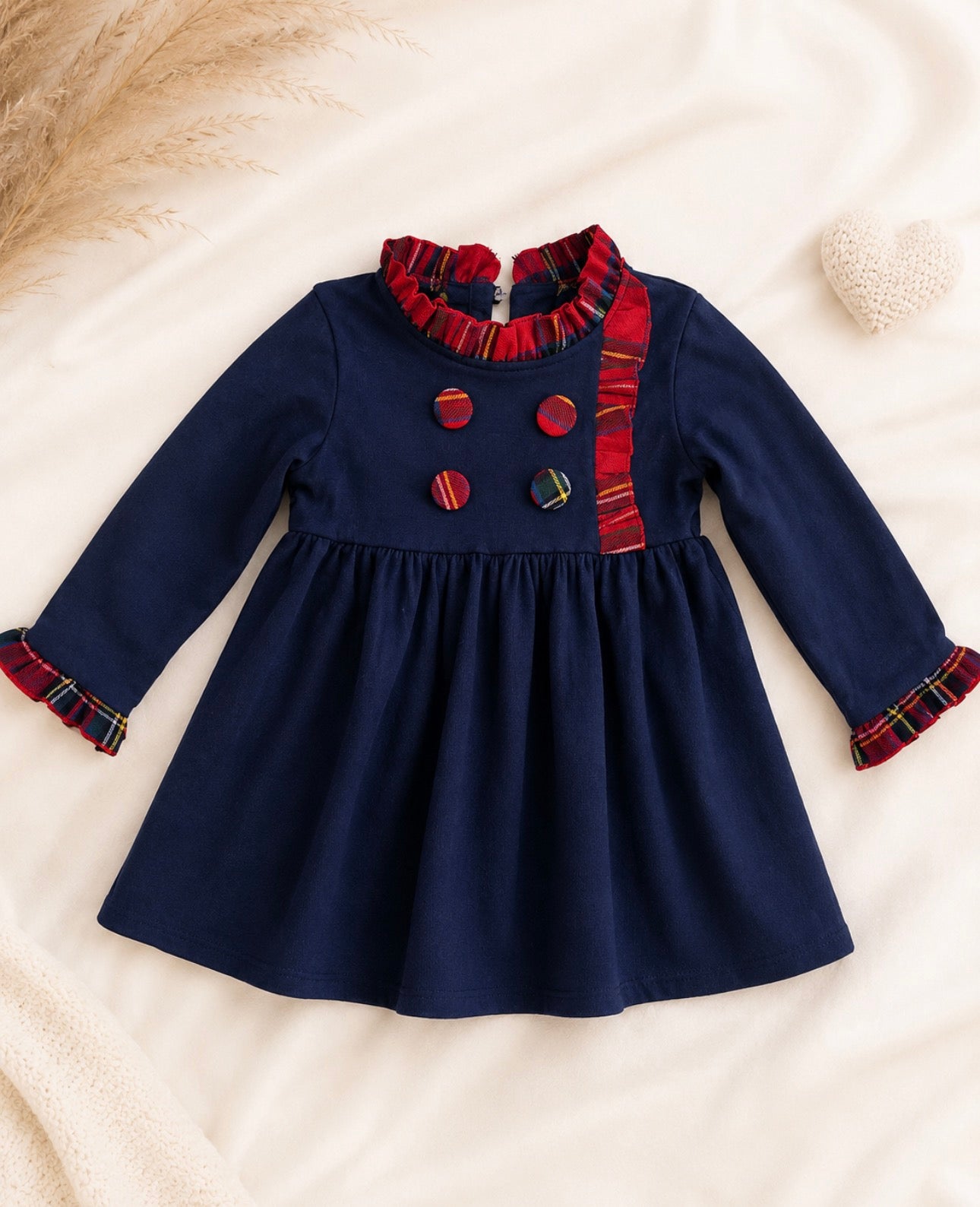 Navy & Tartan Frill Dress