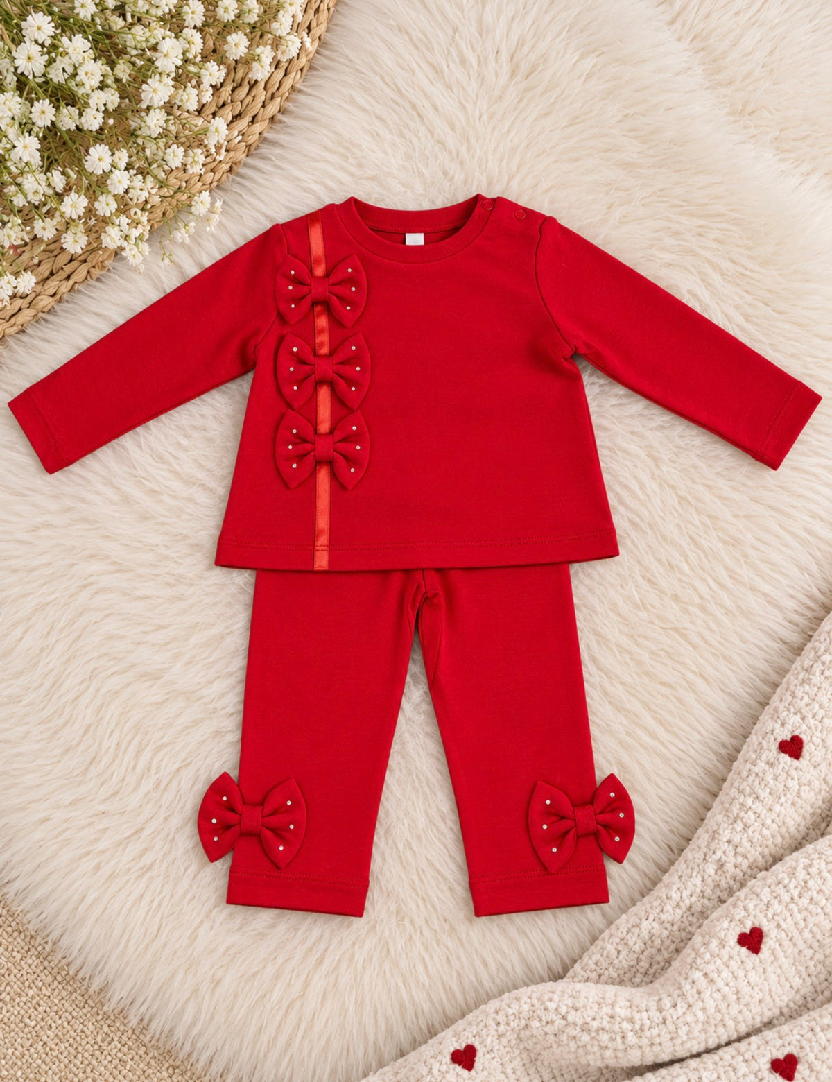 Red Diamanté Bow Lounge Set