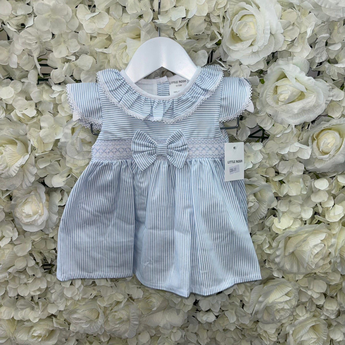 Little Nosh Blue Stripe Bow Dress
