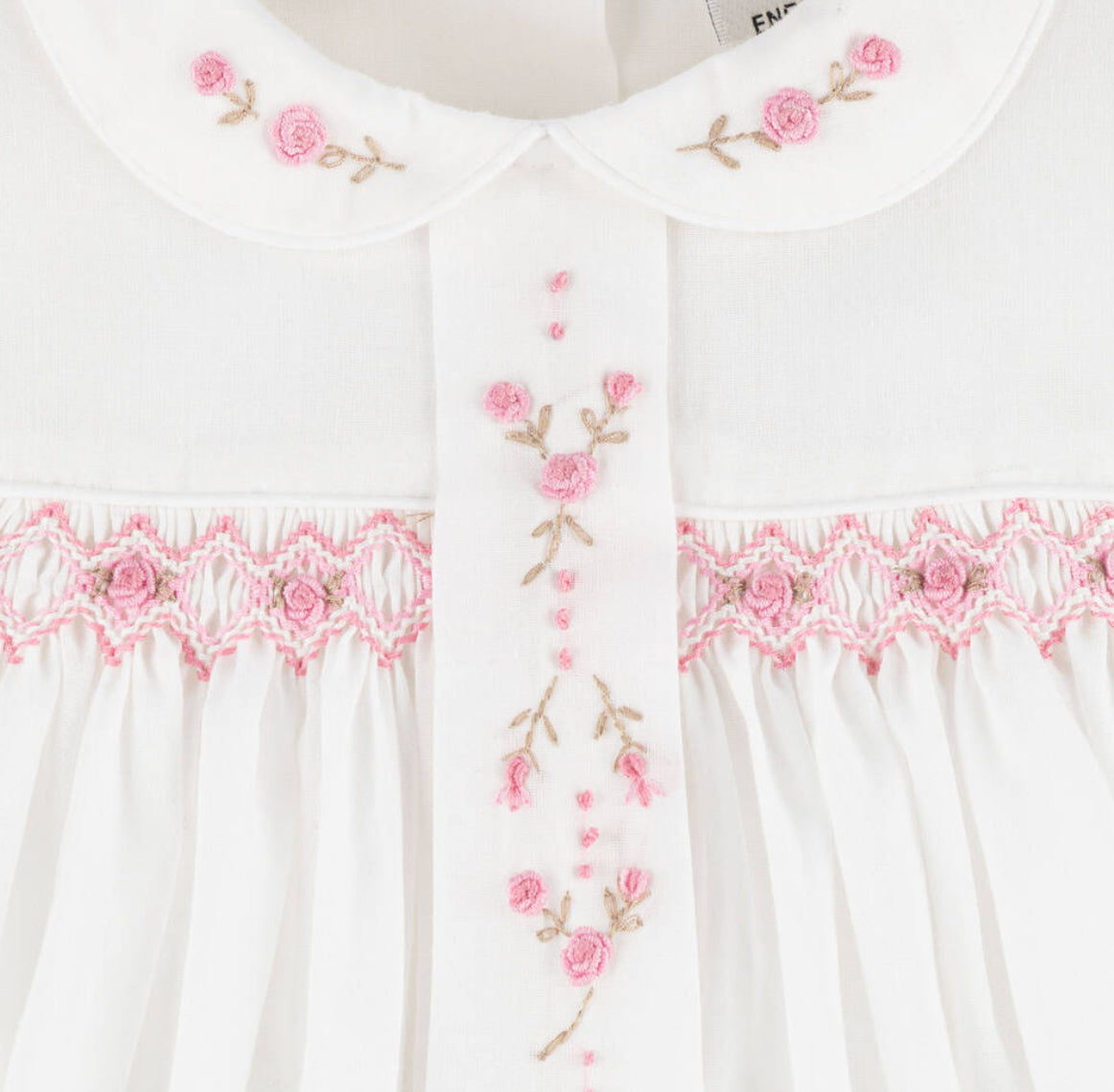 Sarah Louise Ivory Cotton Hand Smocked Dress 013356