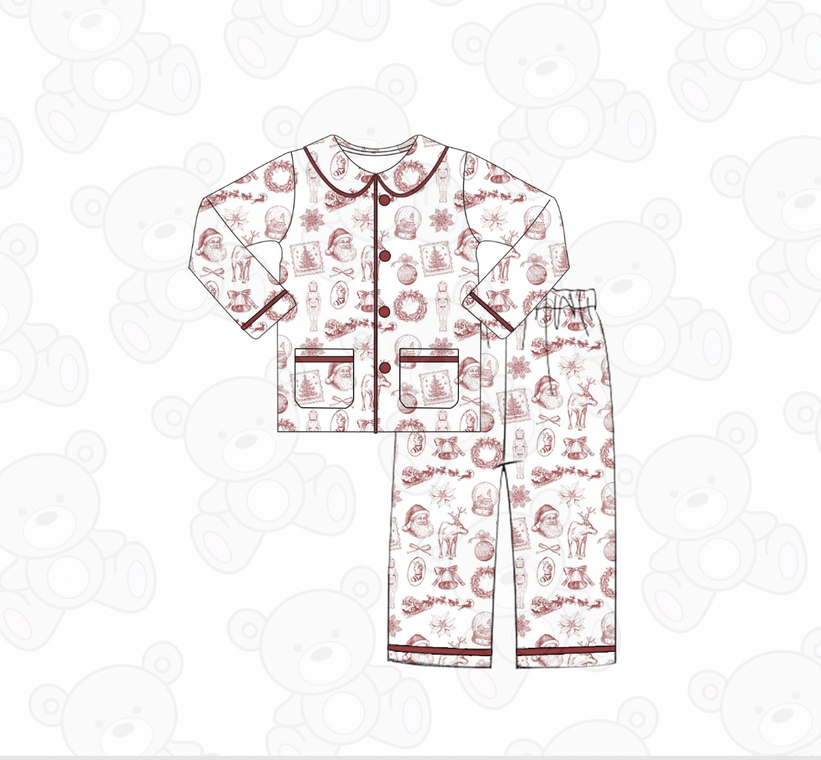 PREORDER Boys Toile Christmas Pyjamas (PRE ORDER DUE OCTOBER/NOVEMBER)