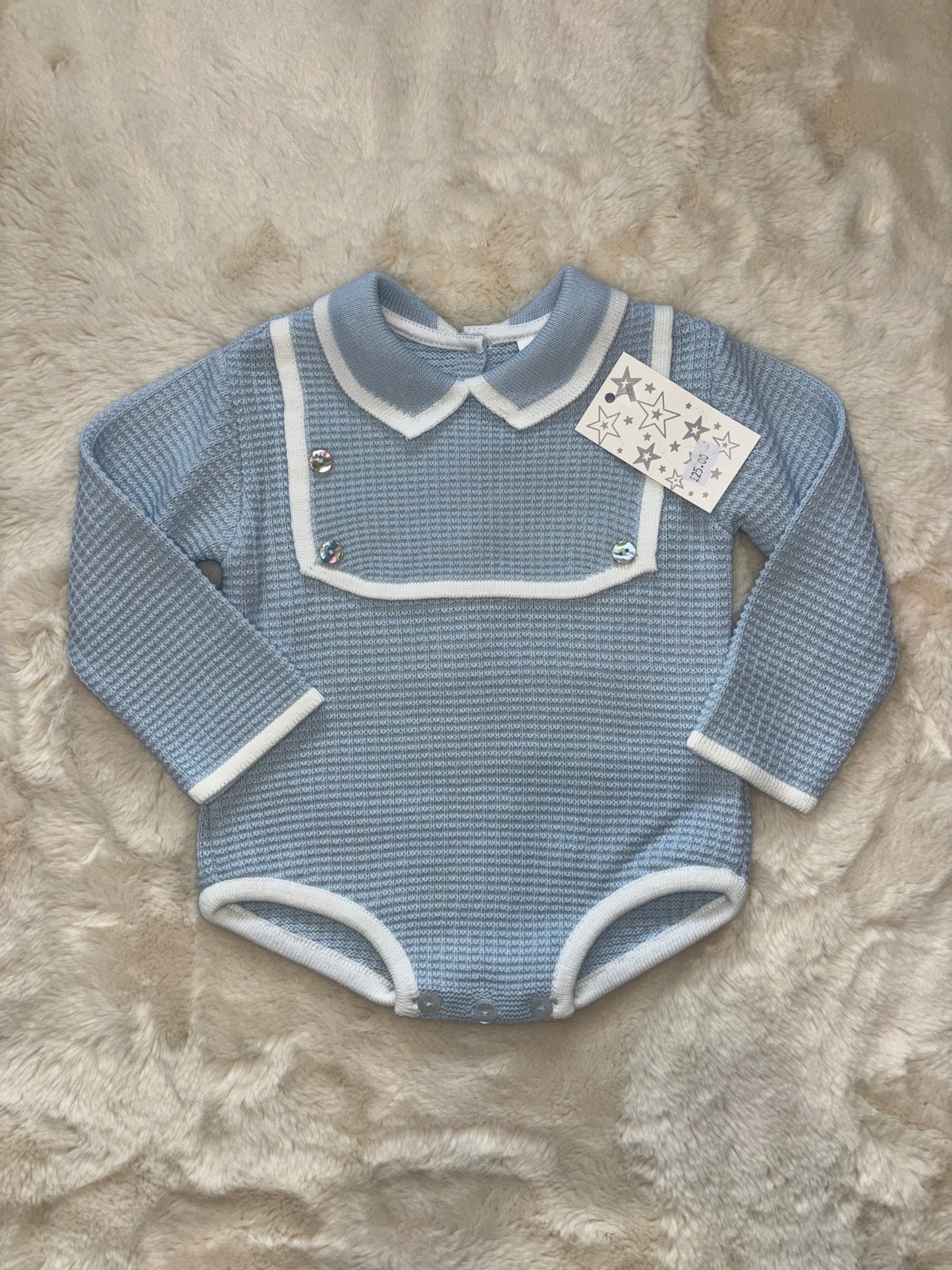 Blue Waffle Knit Romper