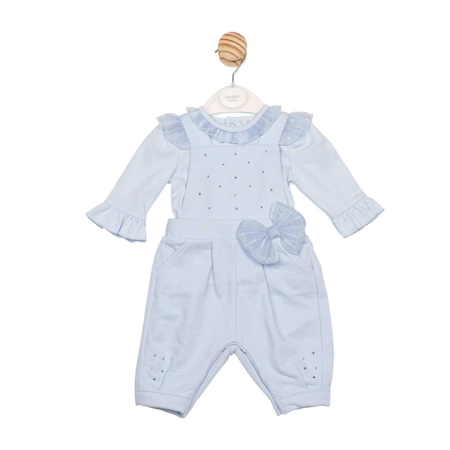 Mintini Blue Diamanté Dungarees Set
