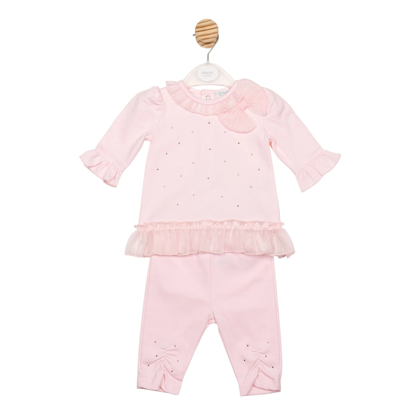 Mintini Pink Diamanté Leggings & Top Set