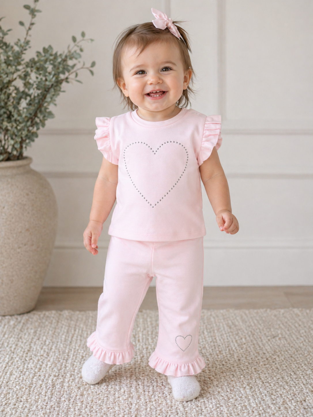Diamanté Heart T-shirt and trousers set
