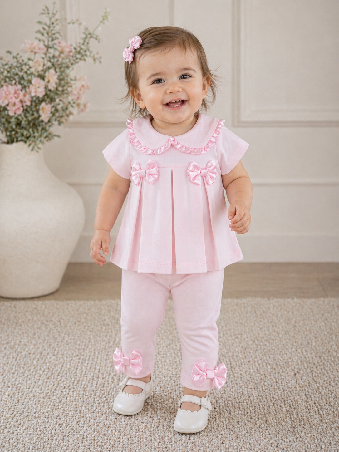 Bow pleat top and leggings set