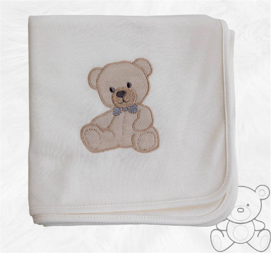 Baby Gi Ivory Teddy Cotton Burpcloth Blanket