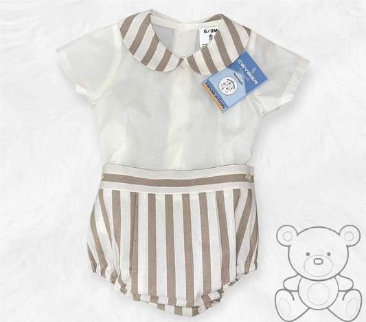 Ceyber Beige Stripe Jampants & Shirt Set