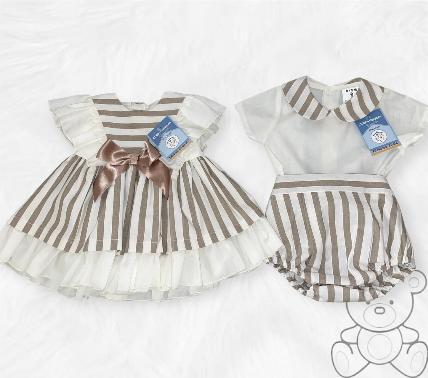 Ceyber Beige Stripe Jampants & Shirt Set