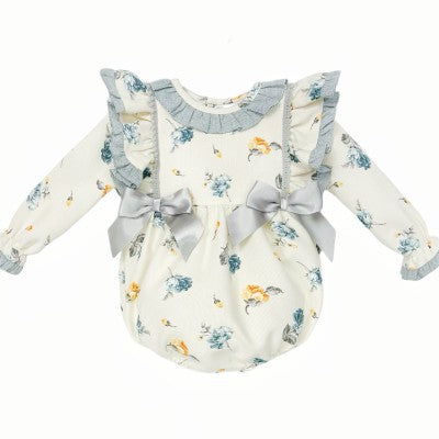 Wee Me Cream Floral Frilly Shoulder Romper