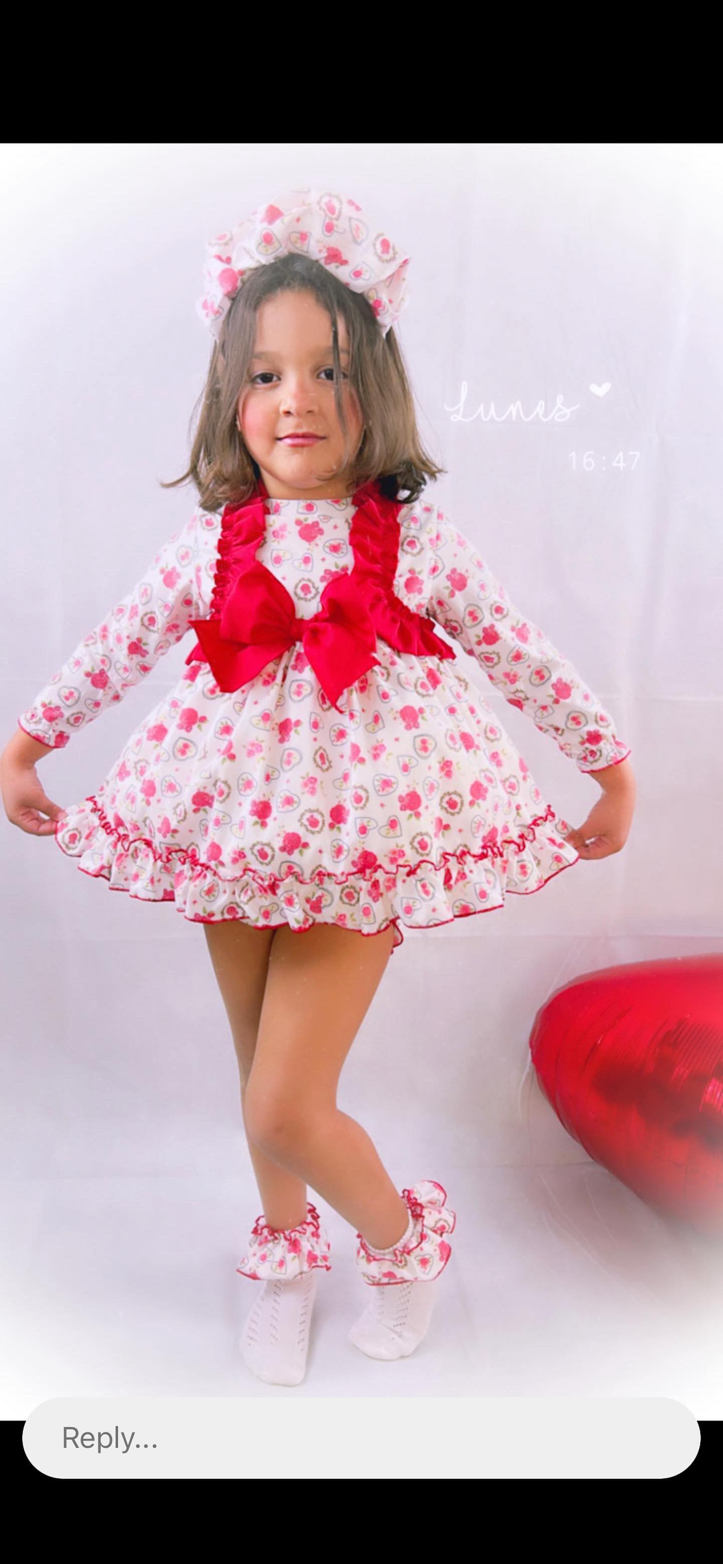 Valentina Bow Dress, Knickers & Bonnet Set