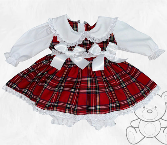 Red Tartan Double Bow Dress