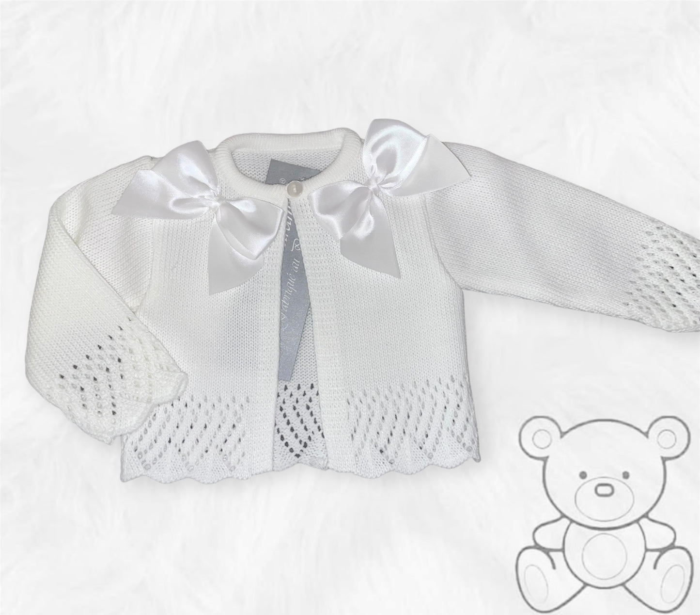 White Double Bow Cardigan