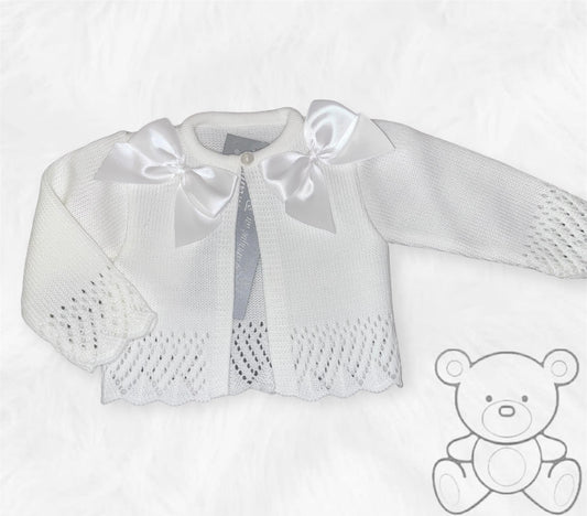 White Double Bow Cardigan