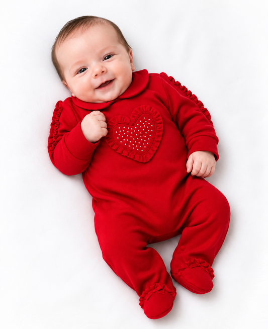 Red Diamanté Heart Sleepsuit