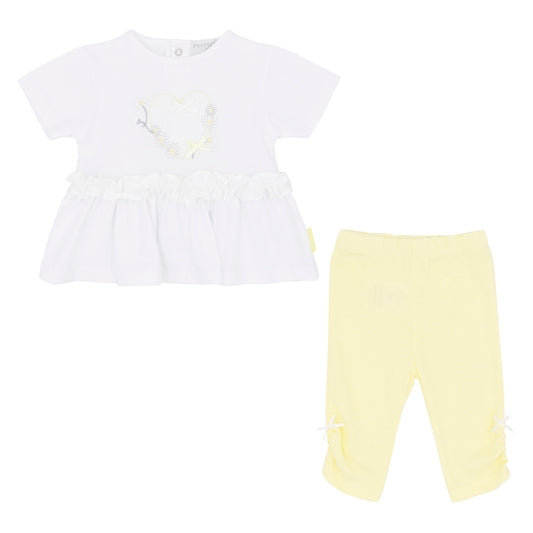 Pastels & Co Blooming Beautiful Lemon & White Top & Leggings Set