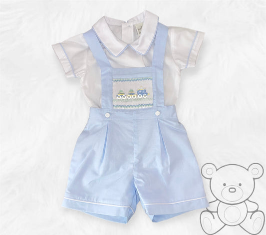 Pretty Originals Smocked Train Dungarees Set DL62226E