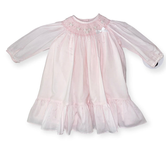 Sarah Louise Pink Long Sleeve Hand Smocked Dress