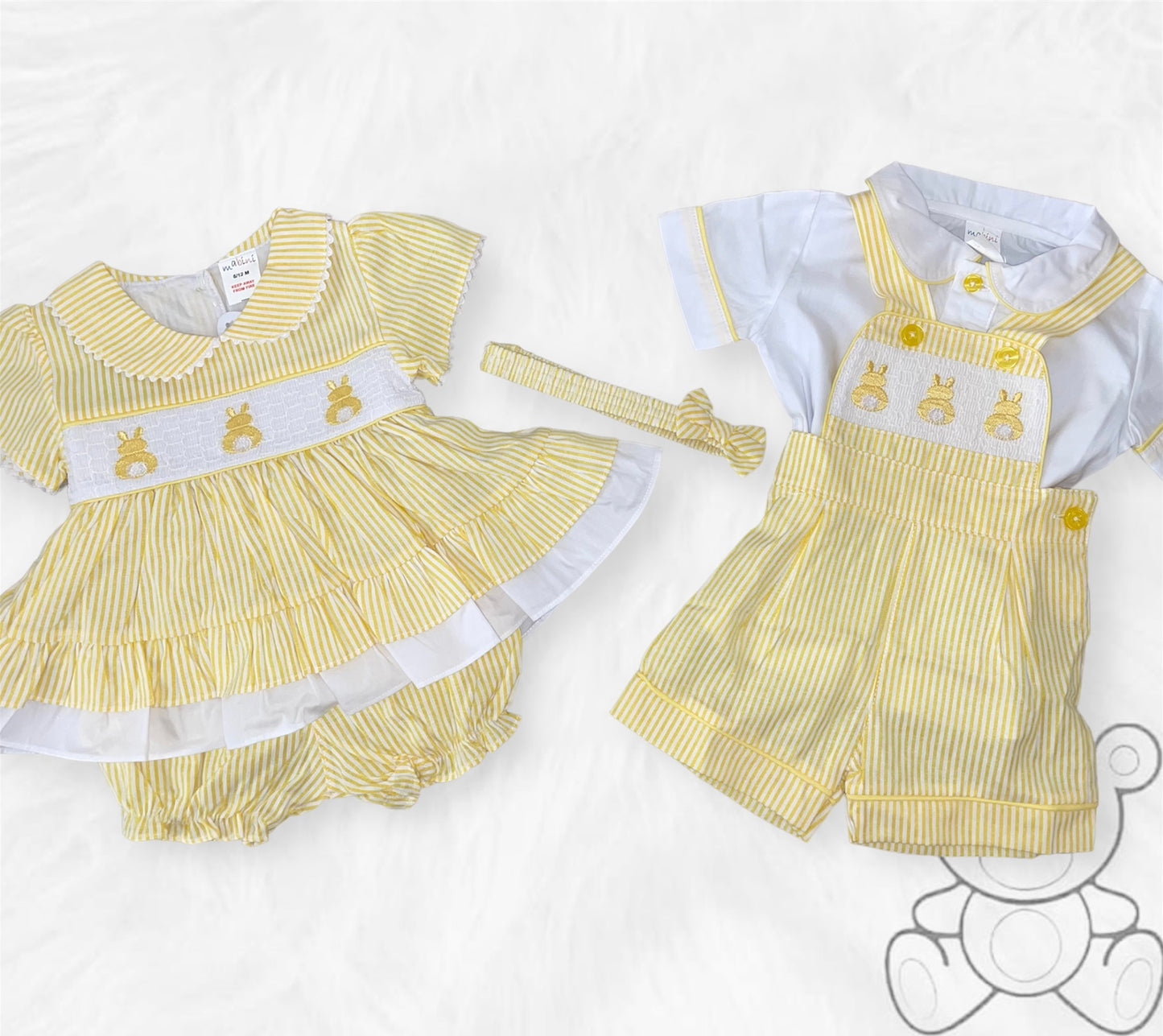 Lemon Smocked Bunny Dungarees & Shorts Set