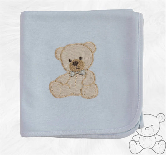 Baby Gi Blue Teddy Cotton Burpcloth Blanket