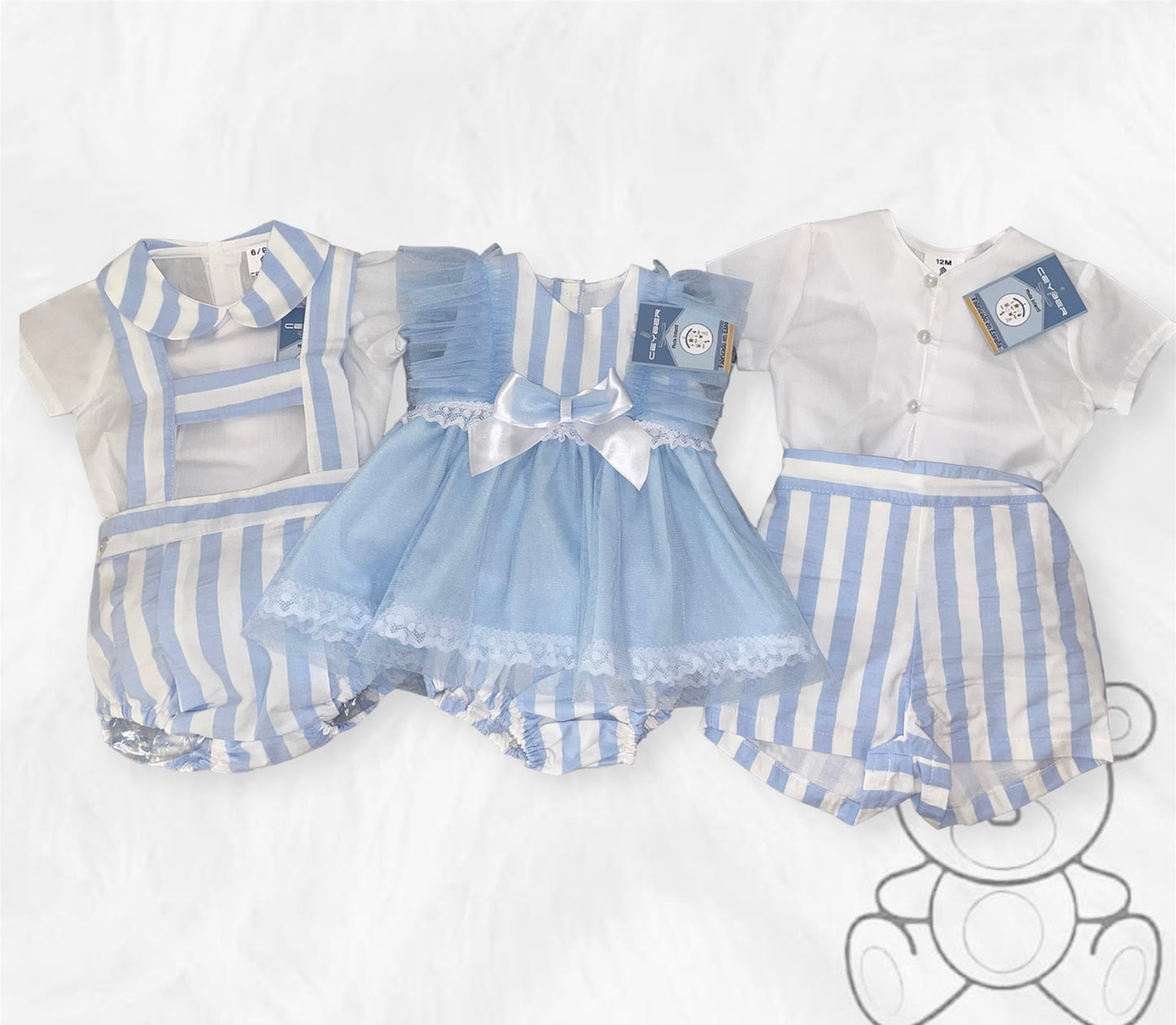 Ceyber Blue Stripe Shorts & Shirt Set