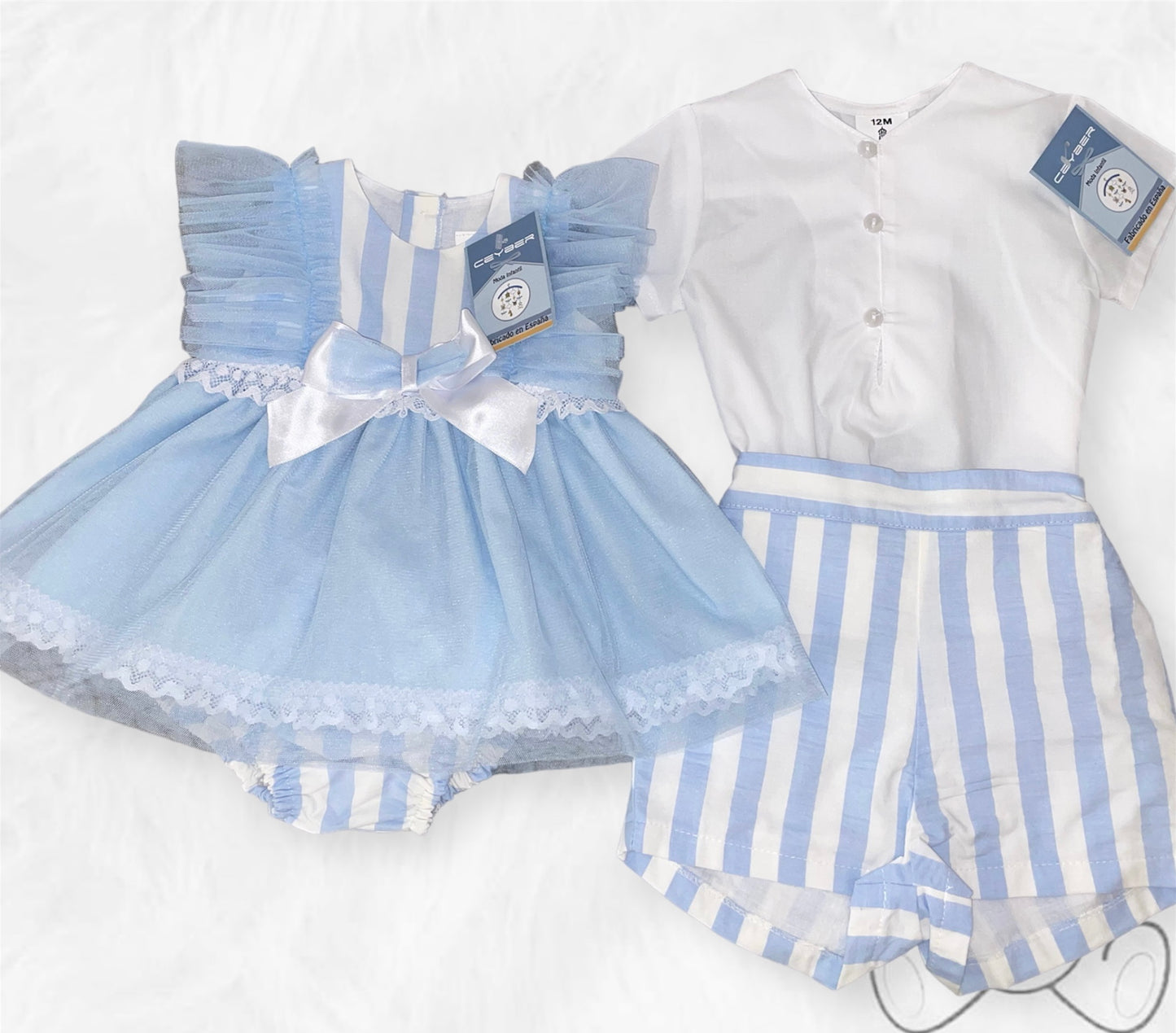 Ceyber Blue Stripe Shorts & Shirt Set