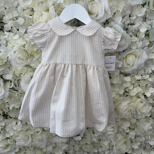 Little Nosh Beige Stripe Dress