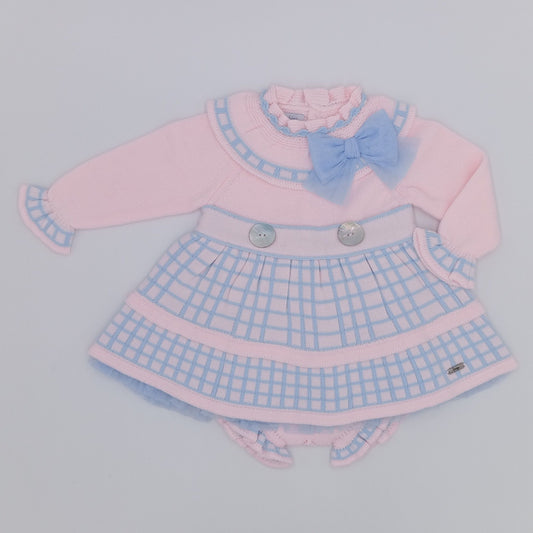 Rahigo Baby Pink & Blue Dress & Pants Set