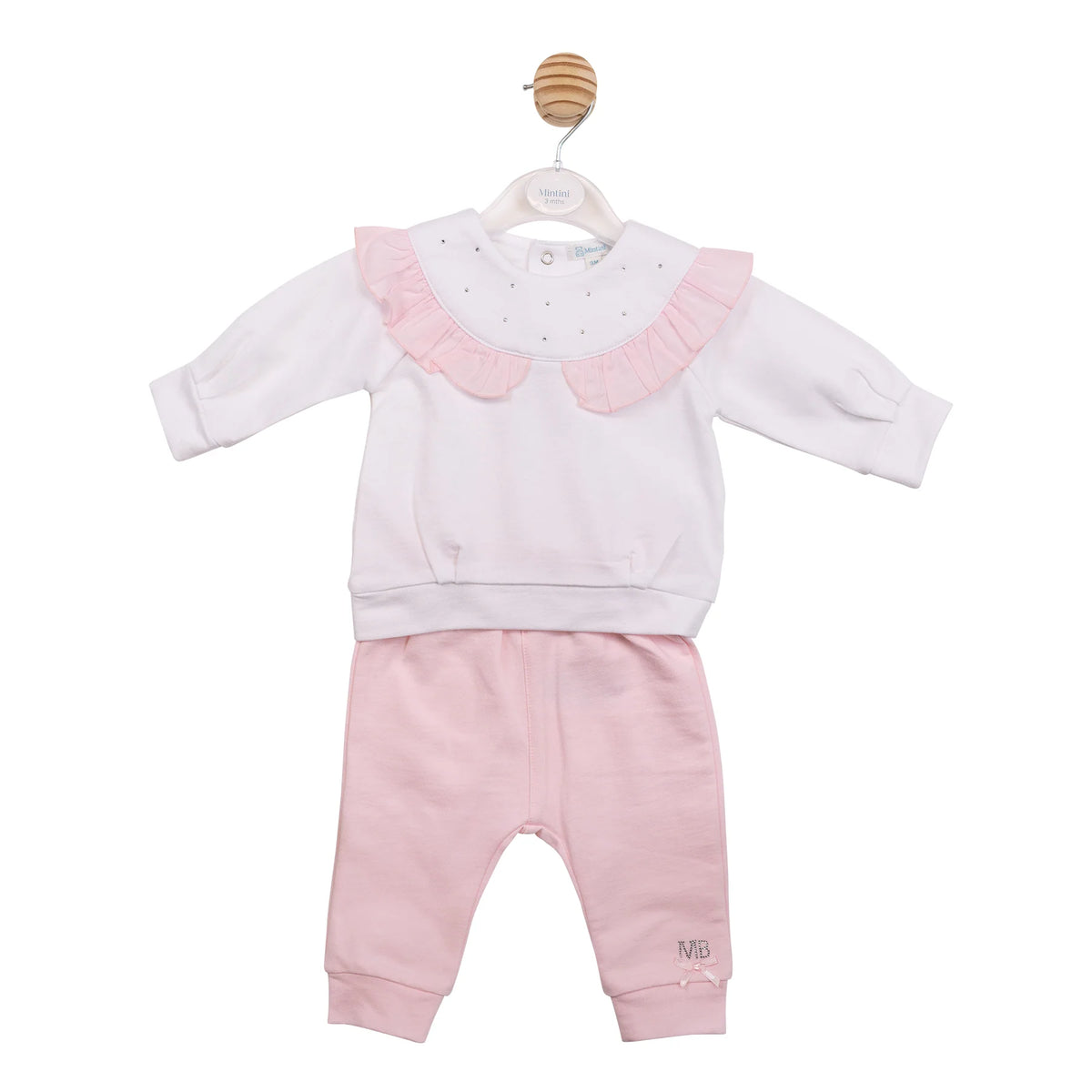 Mintini Pink & White Diamanté Jogset
