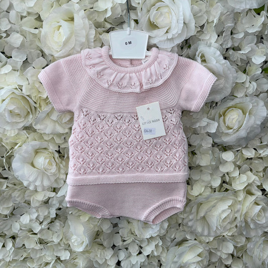Little Nosh Pink Knitted Top & Jam Pants Set