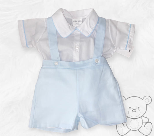 Little Nosh Blue Shorts & Shirt Set