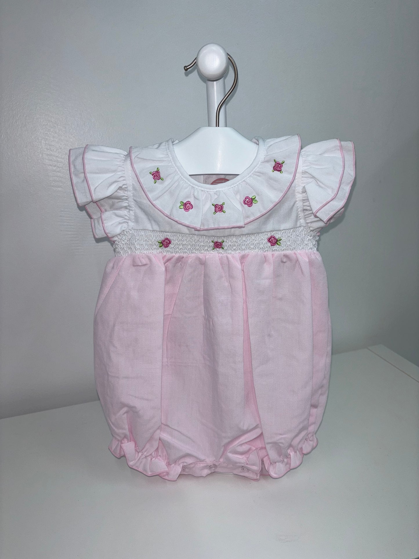 Pink Rosebud Smocked Romper