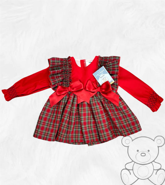 Ceyber Red Tartan Double Bow Dress