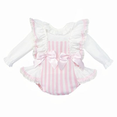 Wee Me Pink Stripe Frill Romper