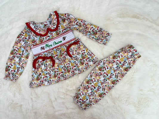 Girls Magical Christmas Smocked Pyjamas