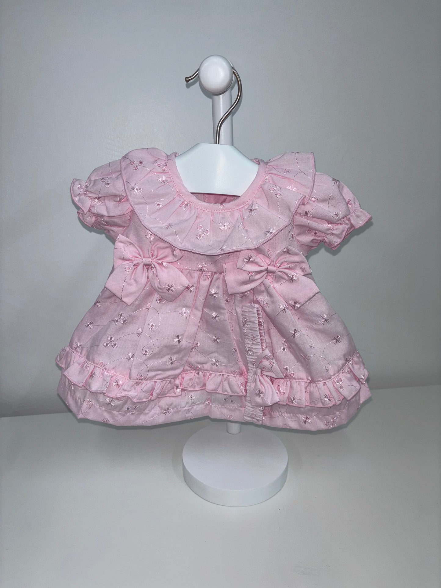 Pink Broderie Anglaise Dress 3 Piece Set