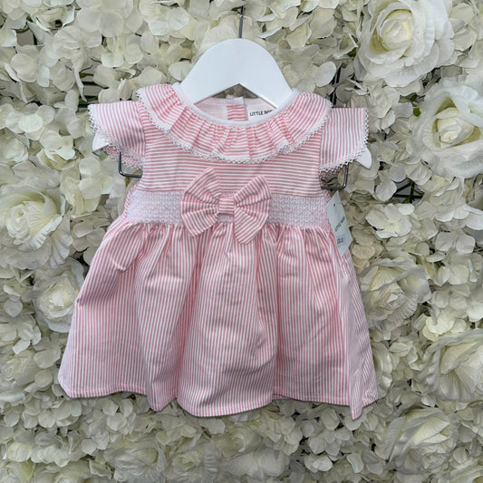 Little Nosh Pink Stripe Bow Dress