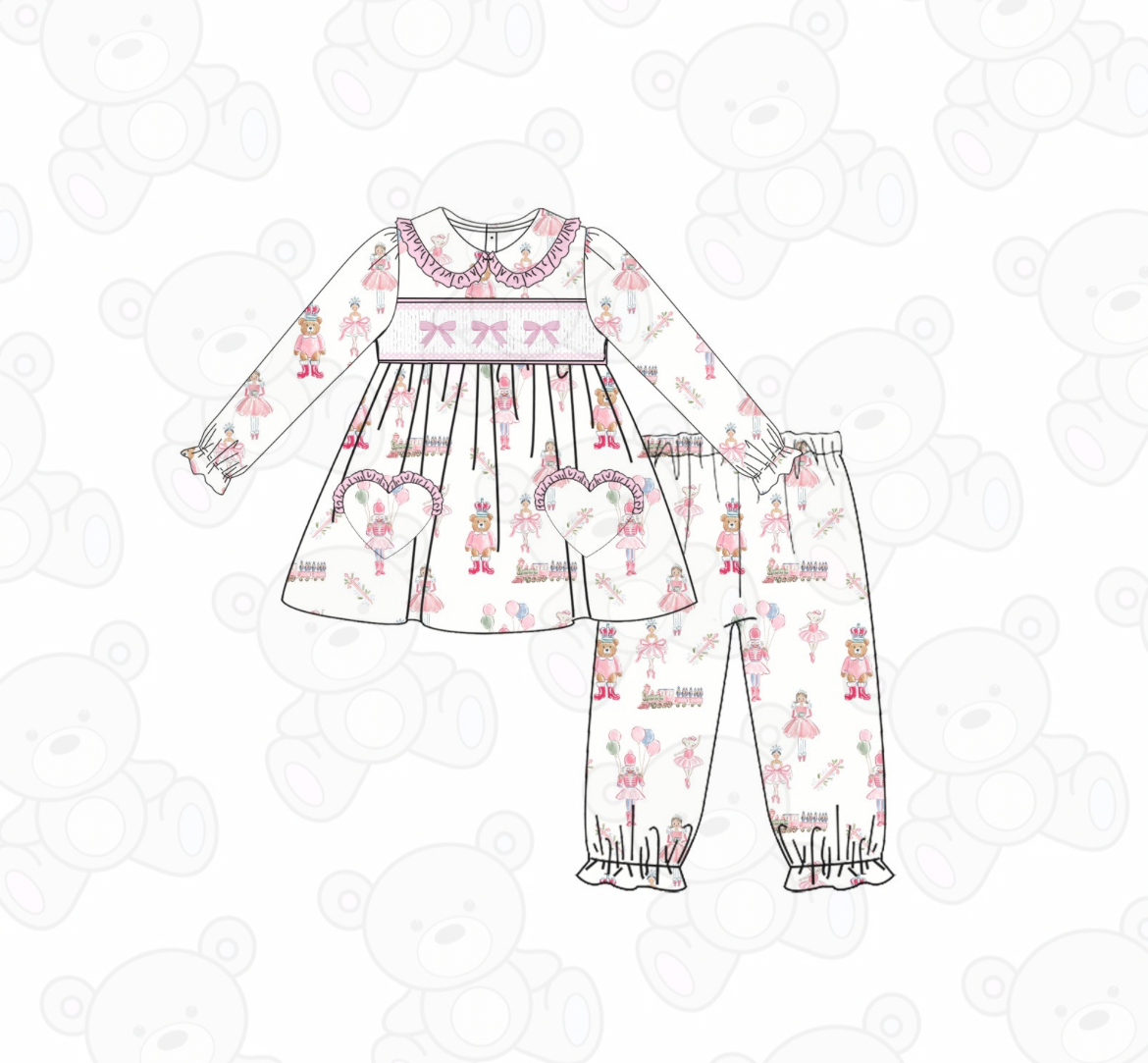 PREORDER Girls Nutcracker Christmas Smocked Pyjamas (PRE ORDER DUE OCTOBER/NOVEMBER)